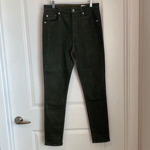 Rag & Bone Nina High Rise Ankle Skinny Coated Olive Green Stretch SIZE 30 EUC